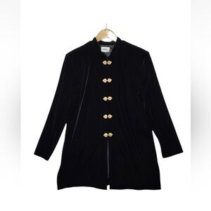 Vintage JBS Ltd Black Velvet High Collar Statement Jacket Size 14